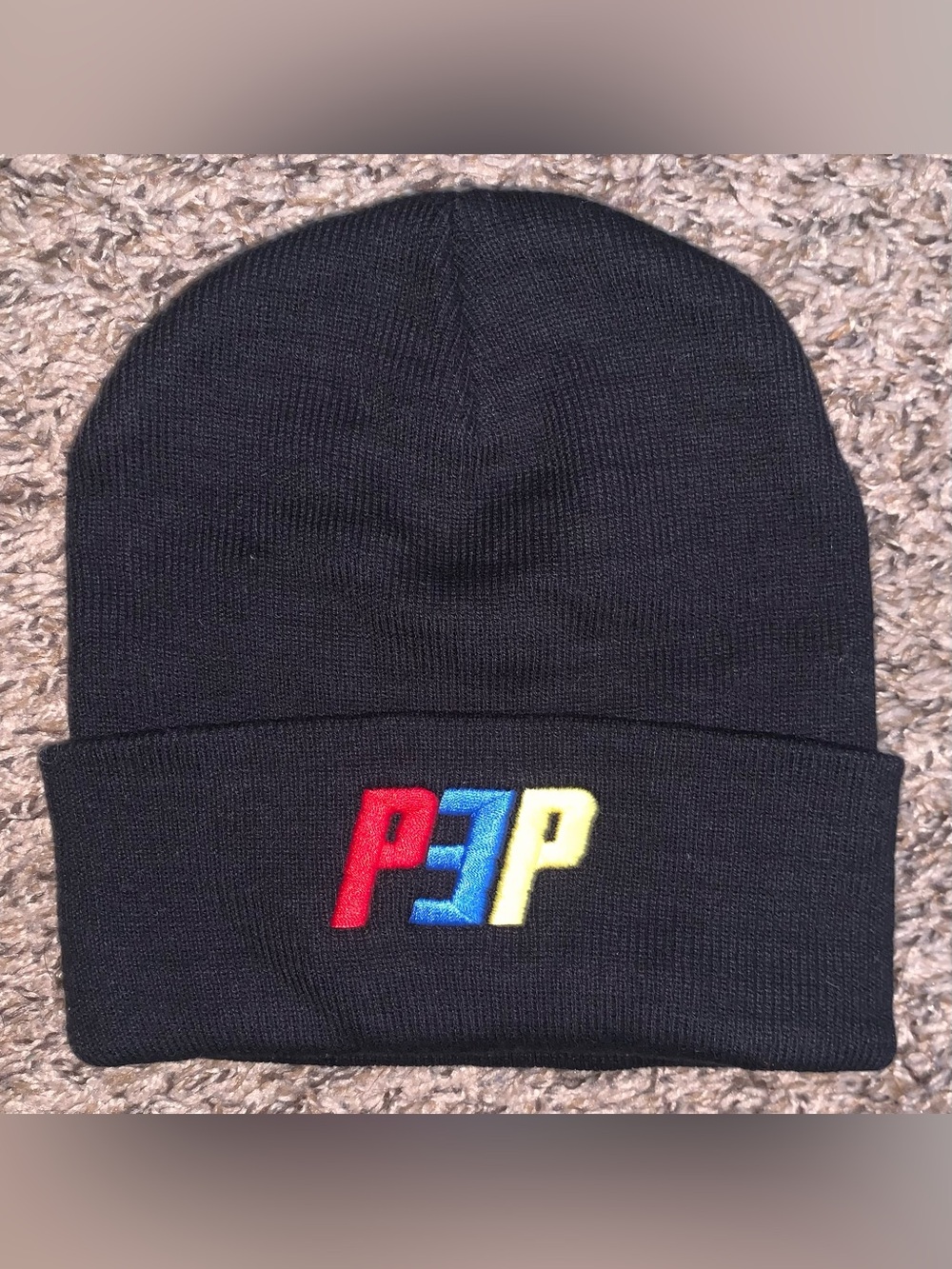 Black Beanie with Colorful P3P Embroidered Logo Lights Bokan PEP